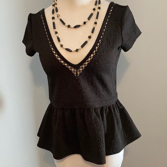 Free People Embroidered Top Vneck - Black - Small - Picture 4 of 15